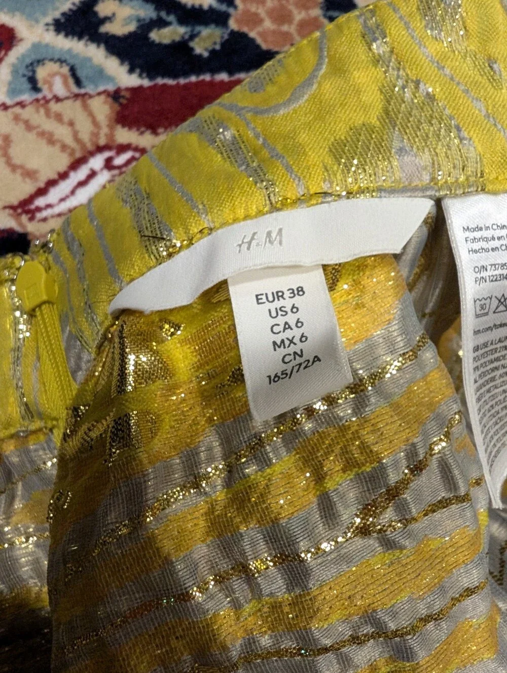 Yellow Patterned A-Line Women's Skirt (Purchased in Europe) - Picture 5 of 6